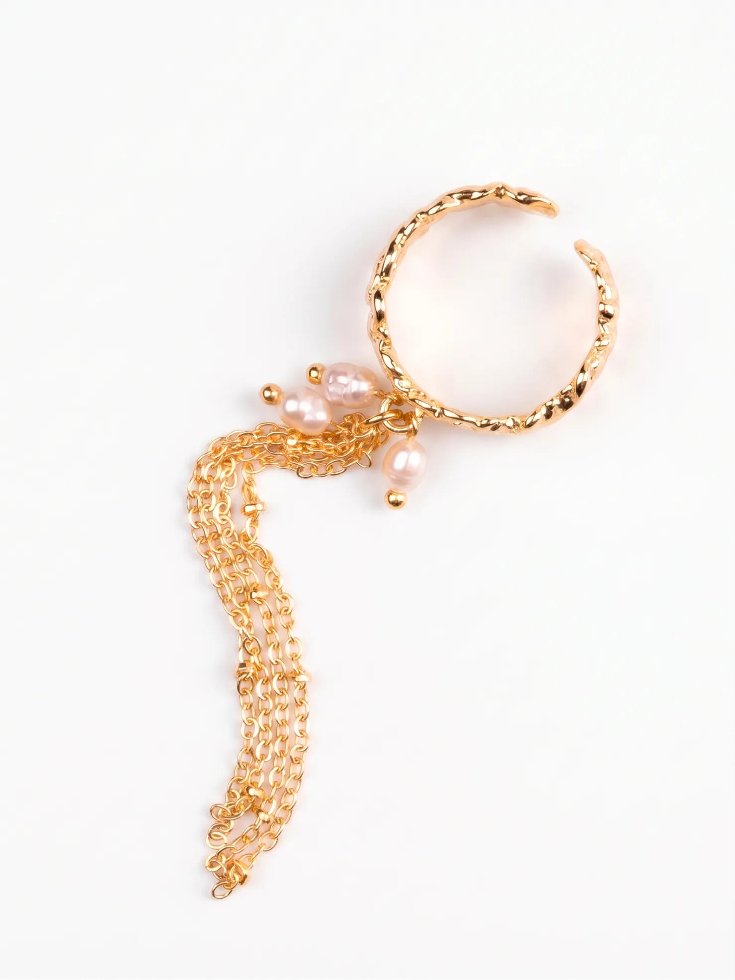 Кольцо с жемчугом и цепями - фото 1